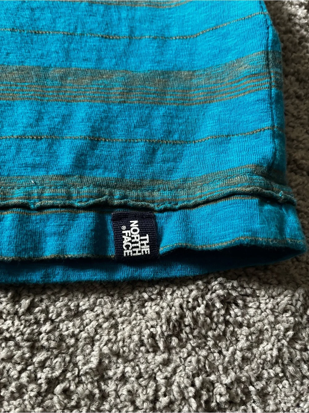 The North Face - Teal & Gray Striped Polo Shirt - Men’s Size L